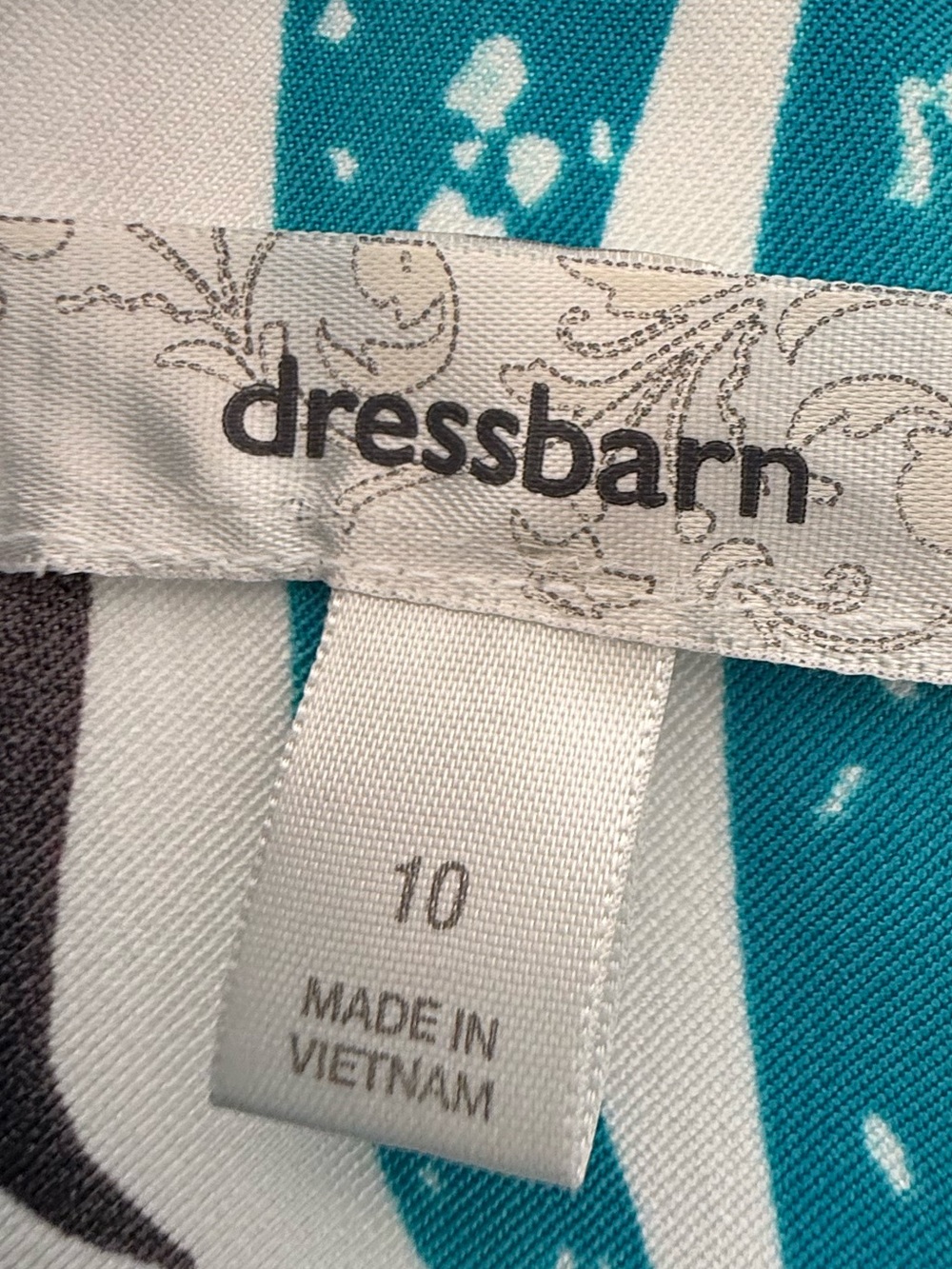 Dressbarn Zebra Print Sheath Dress Size 10 Teal Black Ivory Sleeveless - Picture 7 of 8